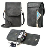 Trendy Crossbody Bags for Women PU Leather Triple Compartment Sling Purse for Cell Phone Black