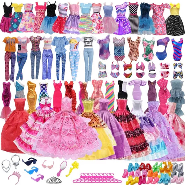 58Pcs Doll Clothes and Accessories Set DIY Dollhouse Toy Accessories Xmas Birthday Gift for Girls