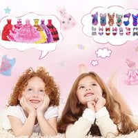 58Pcs Doll Clothes and Accessories Set DIY Dollhouse Toy Accessories Xmas Birthday Gift for Girls