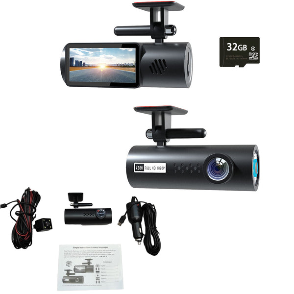 1080P Dual Camera Dash Cam For Cars Driving Recorder Camera with 32GB Card