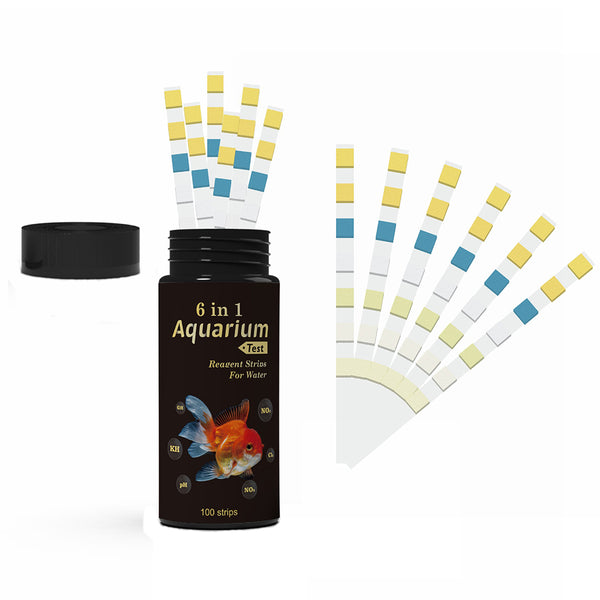 100Pcs Set 6-in-1 Aquarium Test Strips for Freshwater Saltwater Fish Tank Test Kit