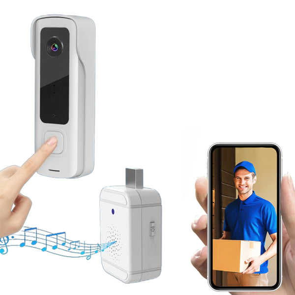720P HD Smart Wireless Video Doorbell  Motion Detection WIFI Security Doorbell Camera with Night Vision White