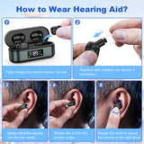 Digital In-Ear Hearing Aids Rechargeable Sound Amplifier for Seniors Hearing Loss Black