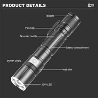5-Mode Flashlight Rechargeable Pocket Torch for Camping Walking Emergencies
