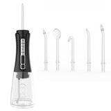Cordless Electric Water Flosser Oral Irrigator Flosser Teeth Cleaner with 5 Nozzles Black