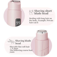 2 in 1 Women Electric Shaver Dual Head Bikini Trimmer Body Hair Trimmer Facial Hair Remover (Pink)