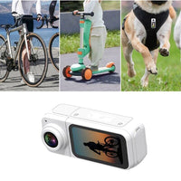 2K Thumb Action Camera Mini Body Camera 180-Degree Rotating  Camcorder for Cycling Motorcycle Sports Vlogging White