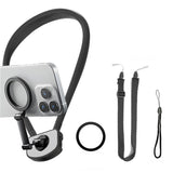 Attractive Force Neck Mount Phone Holder for Recording Hands Free Phone Stand for POV/Vlog Video Filming Black