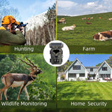 20MP Solar Trail Camera 1080P Rechargeable Recording Video Camera with Night Vision for Wildlife Monitoring Home Security
