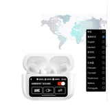 Touch Control Case Bluetooth Headphone Wireless Smart Earbuds with Digital Display White