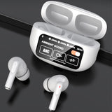 Touch Control Case Bluetooth Headphone Wireless Smart Earbuds with Digital Display White
