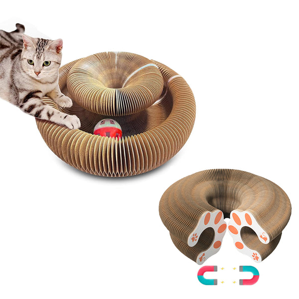 Organ Cat Toy Transformable Interactive Cardboard Toy with Track and Bell Ball