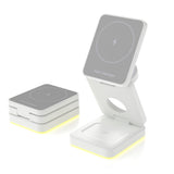 3-in-1 Wireless Fast Charging Station with LED Night Light Desk Charger Stand Dock for iPhone Apple Watch Airpods White