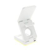 3-in-1 Wireless Fast Charging Station with LED Night Light Desk Charger Stand Dock for iPhone Apple Watch Airpods White