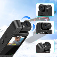 2K Portable Body Camera with 180 degree Rotating Lens Night Vision Audio Recorder