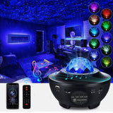 10-Lighting Color Star Projector Light with Bluetooth Music and Rotating with Water Ripple Effect Black