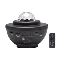 10-Lighting Color Star Projector Light with Bluetooth Music and Rotating with Water Ripple Effect Black