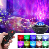10-Lighting Color Star Projector Light with Bluetooth Music and Rotating with Water Ripple Effect Black