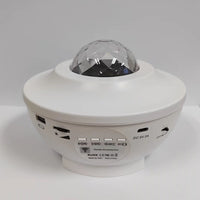 10-Lighting Color Star Projector Light with Bluetooth Music and Rotating with Water Ripple Effect White