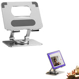 Foldable Aluminum Tablet and Phone Stand 360 Degree Rotatable Holder Silver