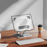 Foldable Aluminum Tablet and Phone Stand 360 Degree Rotatable Holder Silver
