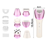 6-in-1 Painless Electric Shaver for Women Cordless Face Foot Body Hair Grooming Set Purple