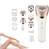 6-in-1 Painless Electric Shaver for Women Cordless Face Foot Body Hair Grooming Set Rose Gold