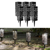 6Pcs Solar Stake Lights Hollow Carved Patio Walkway Lamp Outdoor Garden Decor White