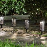 6Pcs Solar Stake Lights Hollow Carved Patio Walkway Lamp Outdoor Garden Decor White