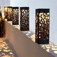 6Pcs Solar Stake Lights Hollow Carved Patio Walkway Lamp Outdoor Garden Decor Warm