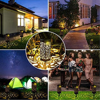 6Pcs Solar Stake Lights Hollow Carved Patio Walkway Lamp Outdoor Garden Decor Warm
