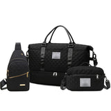 3 PCS Travel Duffle Bag Set with Shoe Compartment Black