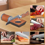 Rolling Knife Sharpener Tool Adjustable Angle Magnetic Base for Kitchen Use Natural Wood