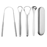 4Pcs Set Tongue Scraper with Storage Case Stainless Steel Tongue Cleaner for Oral Hygiene