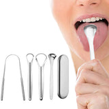 4Pcs Set Tongue Scraper with Storage Case Stainless Steel Tongue Cleaner for Oral Hygiene