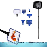 6-in-1 Aquarium Cleaning Tool Kit Extendable Fish Tank Cleaner with Net Rake Scraper Brush