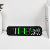 Digital Alarm Clock with LED Time and Temperature Humidity Display Black Shell