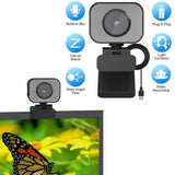4K Webcam Camera with Mic USB Plug and Play Web Cam for Computer Laptop