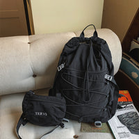 2-in-1 Hiking Backpack Set Packable Water Resistant Daypack with Small Pouch Black