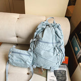 2-in-1 Hiking Backpack Set Packable Water Resistant Daypack with Small Pouch Blue