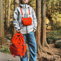 2-in-1 Hiking Backpack Set Packable Water Resistant Daypack with Small Pouch Orange