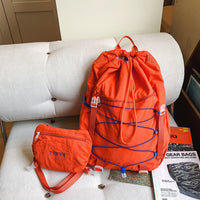 2-in-1 Hiking Backpack Set Packable Water Resistant Daypack with Small Pouch Orange