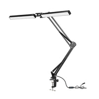 USB Powered Dual-Head LED Desk Lamp with Adjustable Clamp Base Dimmable Night Light for Study Reading Working