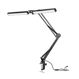 USB Powered Dual-Head LED Desk Lamp with Adjustable Clamp Base Dimmable Night Light for Study Reading Working