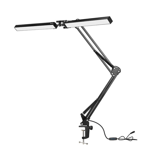 USB Powered Dual-Head LED Desk Lamp with Adjustable Clamp Base Dimmable Night Light for Study Reading Working