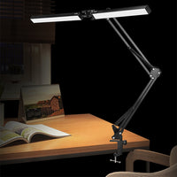 USB Powered Dual-Head LED Desk Lamp with Adjustable Clamp Base Dimmable Night Light for Study Reading Working