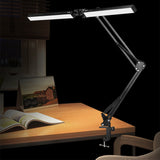 USB Powered Dual-Head LED Desk Lamp with Adjustable Clamp Base Dimmable Night Light for Study Reading Working
