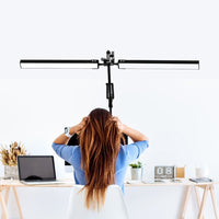 USB Powered Dual-Head LED Desk Lamp with Adjustable Clamp Base Dimmable Night Light for Study Reading Working