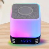 Multi-Purpose Bluetooth Speaker with 15W Fast Wireless Charging Function RGB LED Night Light Alarm Clock Black