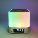 Multi-Purpose Bluetooth Speaker with 15W Fast Wireless Charging Function RGB LED Night Light Alarm Clock Silver